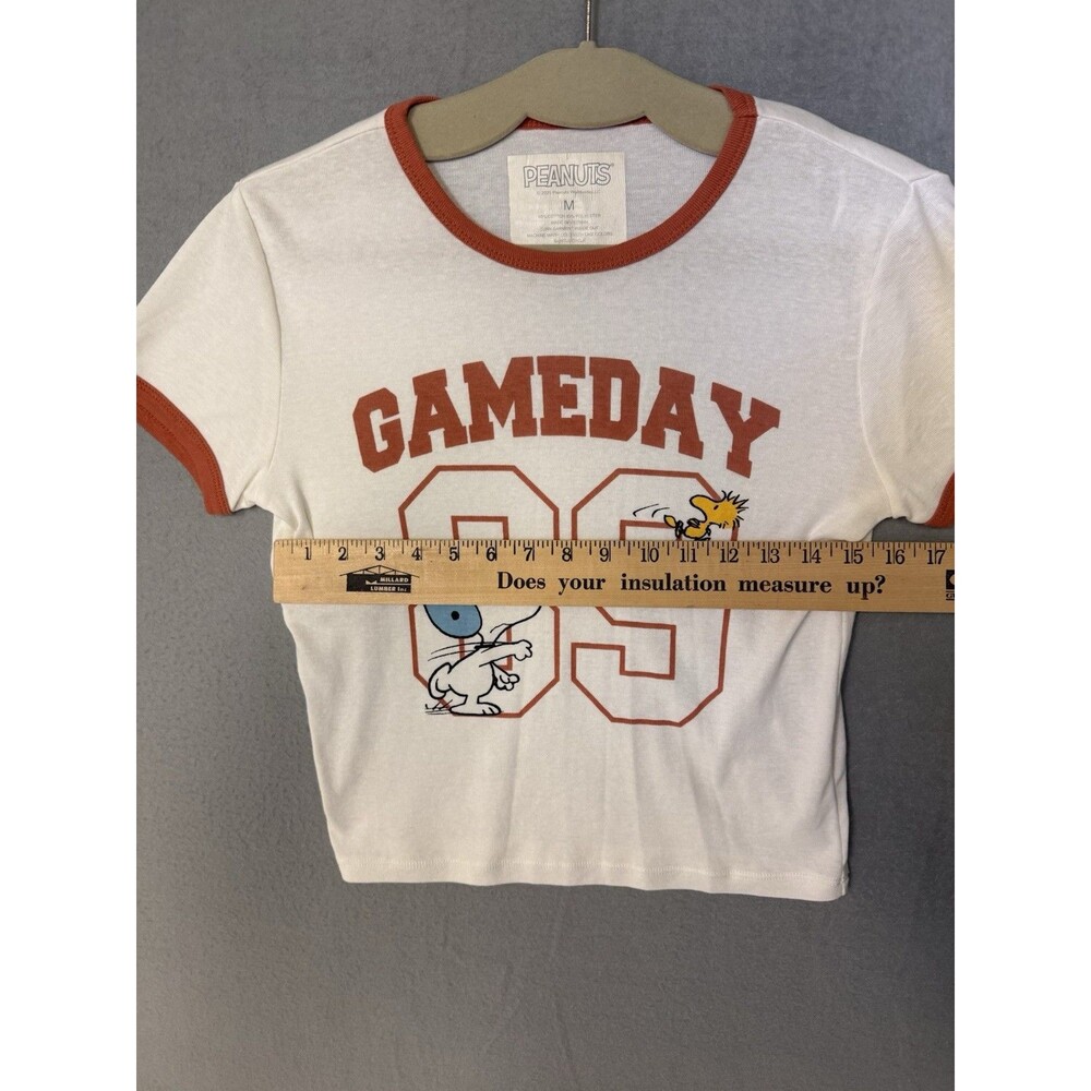 Peanuts Snoopy Woodstock Gameday 89 Graphic Ringer T-Shirt White Rust Medium - Picture 3 of 4